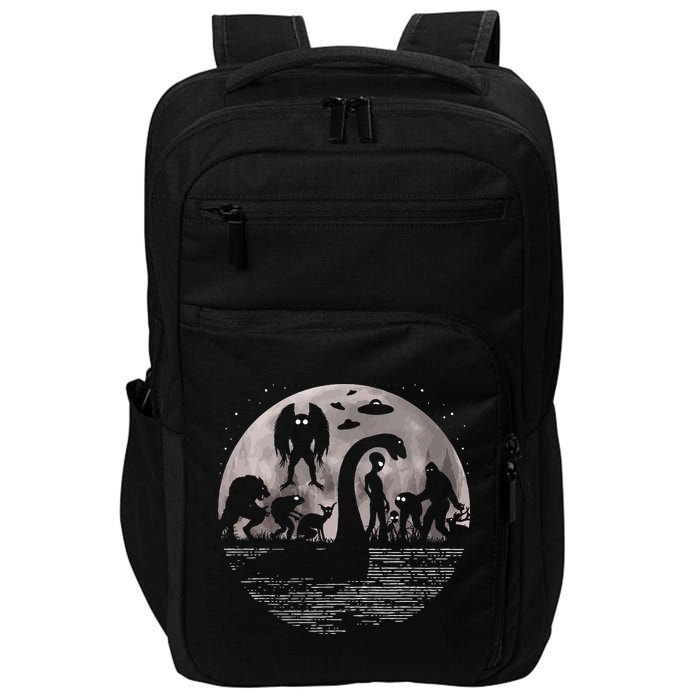 Bigfoot Loch Ness Monster Mothman And Aliens! Funny Cryptid Impact Tech Backpack