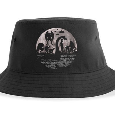 Bigfoot Loch Ness Monster Mothman And Aliens! Funny Cryptid Sustainable Bucket Hat