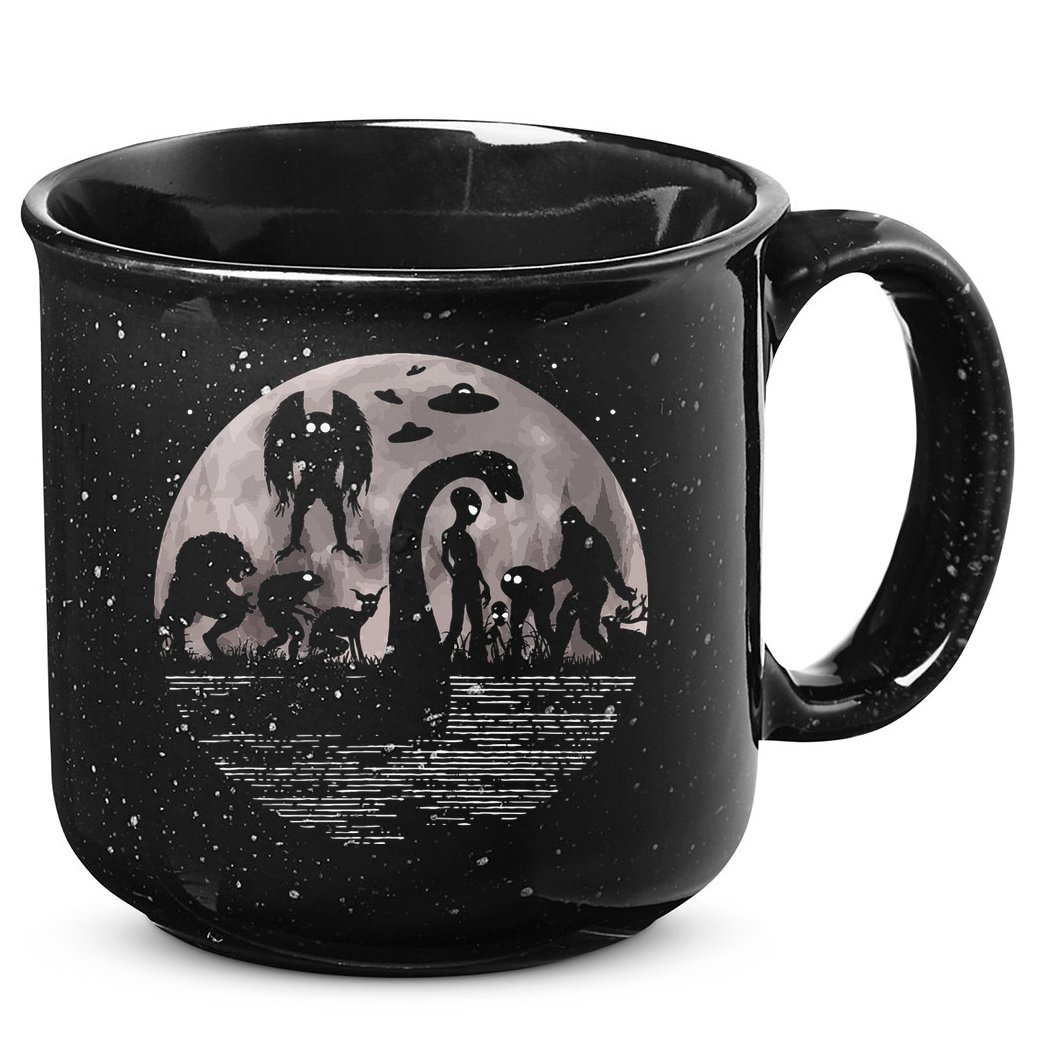 Bigfoot Loch Ness Monster Mothman And Aliens! Funny Cryptid 15oz Campfire Ceramic Mug