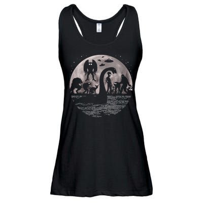 Bigfoot Loch Ness Monster Mothman And Aliens! Funny Cryptid Ladies Essential Flowy Tank
