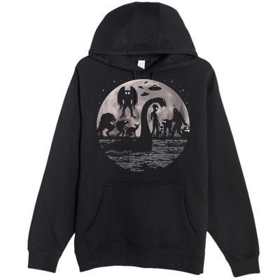 Bigfoot Loch Ness Monster Mothman And Aliens! Funny Cryptid Premium Pullover Hoodie