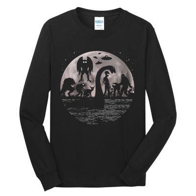 Bigfoot Loch Ness Monster Mothman And Aliens! Funny Cryptid Tall Long Sleeve T-Shirt