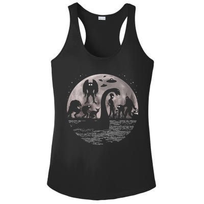 Bigfoot Loch Ness Monster Mothman And Aliens! Funny Cryptid Ladies PosiCharge Competitor Racerback Tank