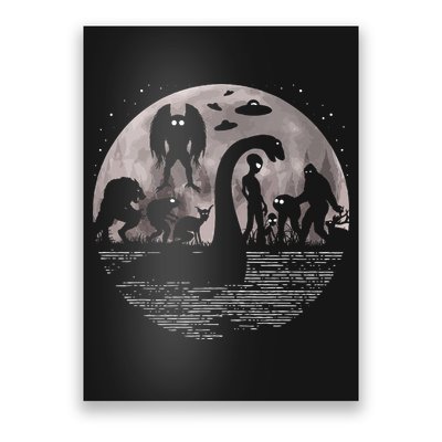 Bigfoot Loch Ness Monster Mothman And Aliens! Funny Cryptid Poster