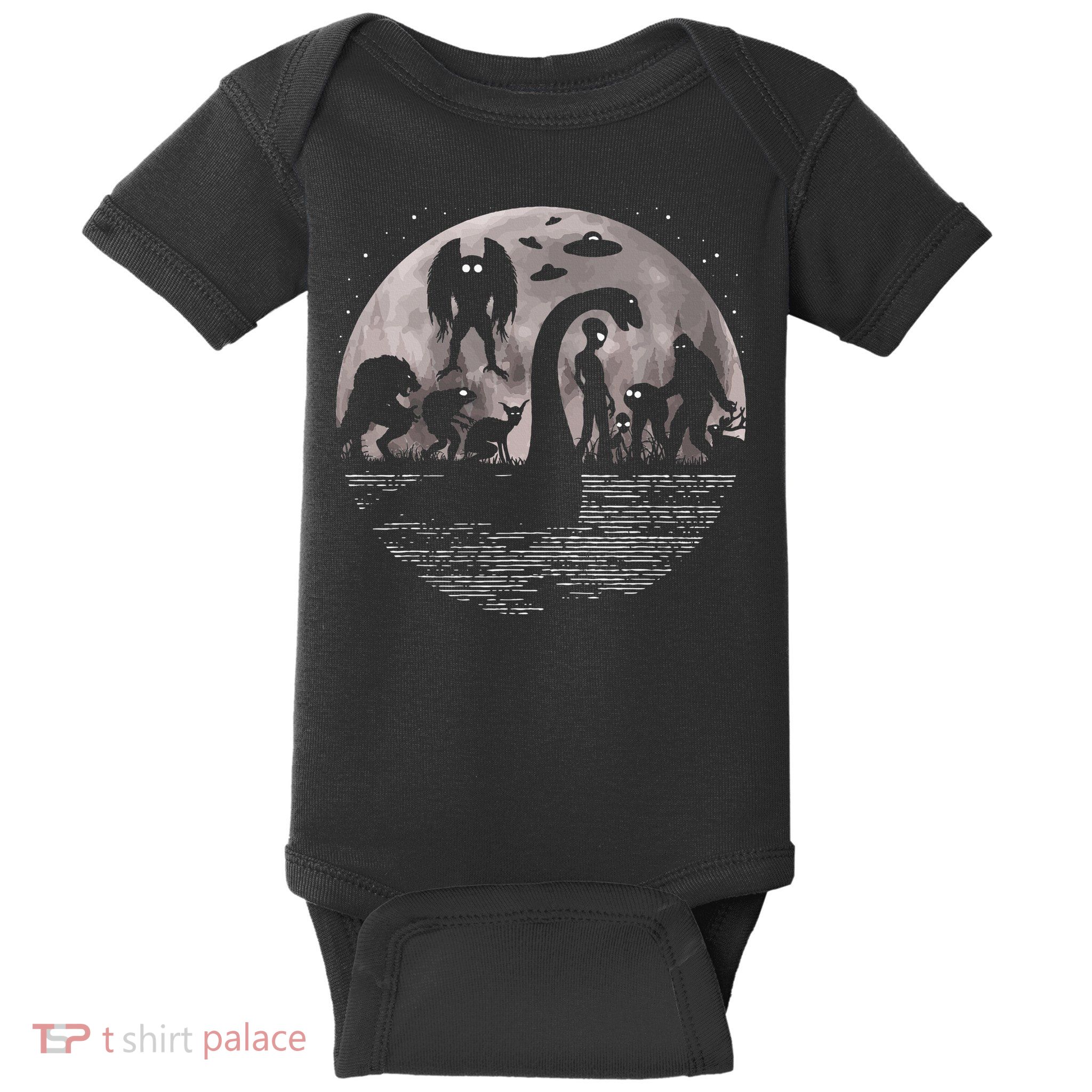 Bigfoot Loch Ness Monster Mothman And Aliens! Funny Cryptid Baby Bodysuit