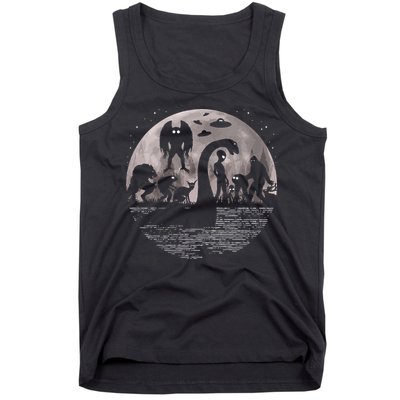 Bigfoot Loch Ness Monster Mothman And Aliens! Funny Cryptid Tank Top