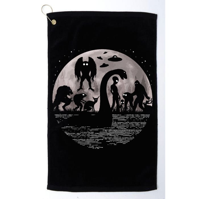 Bigfoot Loch Ness Monster Mothman And Aliens! Funny Cryptid Golf Towel