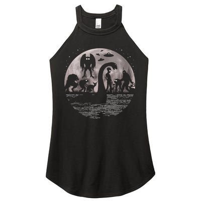 Bigfoot Loch Ness Monster Mothman And Aliens! Funny Cryptid Women's Perfect Tri Rocker Tank