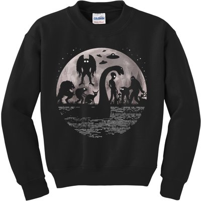 Bigfoot Loch Ness Monster Mothman And Aliens! Funny Cryptid Kids Sweatshirt