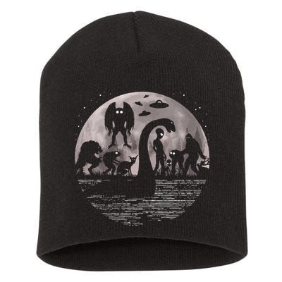 Bigfoot Loch Ness Monster Mothman And Aliens! Funny Cryptid Short Acrylic Beanie