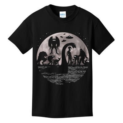 Bigfoot Loch Ness Monster Mothman And Aliens! Funny Cryptid Kids T-Shirt