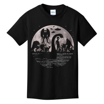 Bigfoot Loch Ness Monster Mothman And Aliens! Funny Cryptid Kids T-Shirt