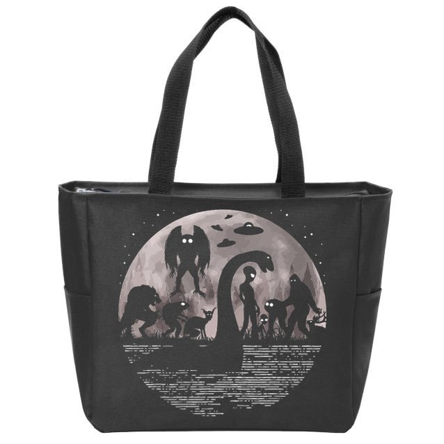 Bigfoot Loch Ness Monster Mothman And Aliens! Funny Cryptid Zip Tote Bag