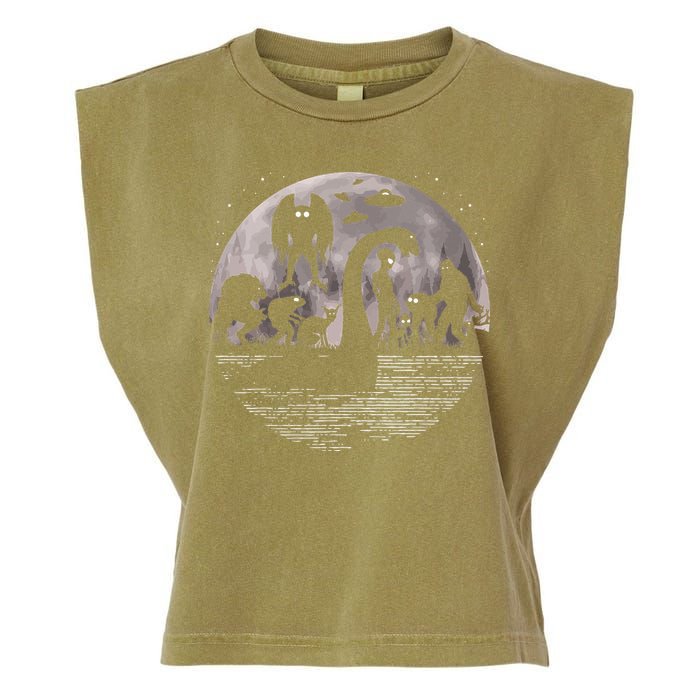 Bigfoot Loch Ness Monster Mothman And Aliens! Funny Cryptid Garment-Dyed Women's Muscle Tee