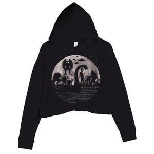 Bigfoot Loch Ness Monster Mothman And Aliens! Funny Cryptid Crop Fleece Hoodie