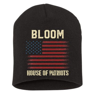 Bloom Last Name Surname American Flag Family Short Acrylic Beanie