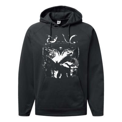 Bigfoot Loch Ness Monster Mothman Wendigo Alien Cryptid Performance Fleece Hoodie