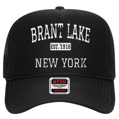 Brant Lake New York Ny Vintage High Crown Mesh Back Trucker Hat