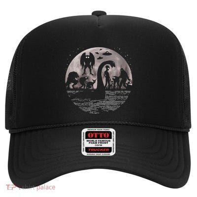 Bigfoot Loch Ness Monster Mothman And Aliens! Funny Cryptid Gift High Crown Mesh Back Trucker Hat