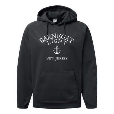 Barnegat Light New Jersey  Nj Nautical Sea Performance Fleece Hoodie