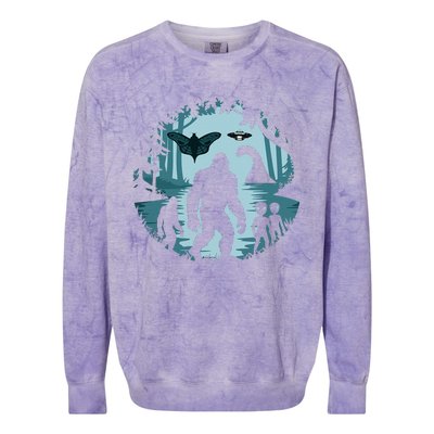 Bigfoot Loch Ness Monster Ufo And Aliens! Colorblast Crewneck Sweatshirt