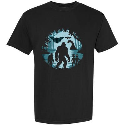 Bigfoot Loch Ness Monster Ufo And Aliens! Garment-Dyed Heavyweight T-Shirt