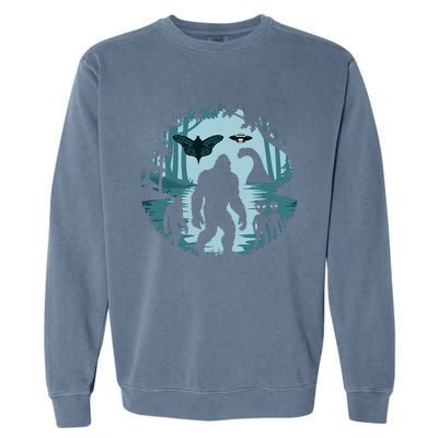 Bigfoot Loch Ness Monster Ufo And Aliens! Garment-Dyed Sweatshirt