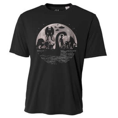 Bigfoot Loch Ness Monster Mothman And Aliens Cooling Performance Crew T-Shirt