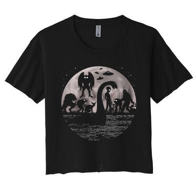 Bigfoot Loch Ness Monster Mothman And Aliens Women's Crop Top Tee