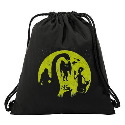 Bigfoot Loch Ness Monster And Mothman Ufos Chupacabra Alien Drawstring Bag