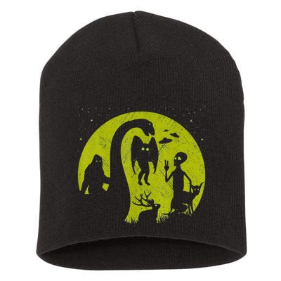 Bigfoot Loch Ness Monster And Mothman Ufos Chupacabra Alien Short Acrylic Beanie