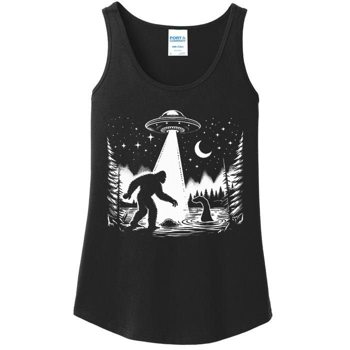 Bigfoot Loch Ness Monster & Ufo Alien Spaceship Ladies Essential Tank