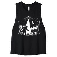 Bigfoot Loch Ness Monster & Ufo Alien Spaceship Women's Racerback Cropped Tank