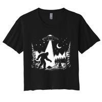 Bigfoot Loch Ness Monster & Ufo Alien Spaceship Women's Crop Top Tee