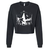 Bigfoot Loch Ness Monster & Ufo Alien Spaceship Cropped Pullover Crew