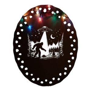 Bigfoot Loch Ness Monster & Ufo Alien Spaceship Ceramic Oval Ornament