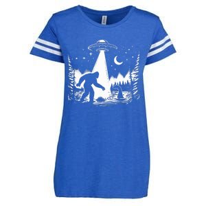 Bigfoot Loch Ness Monster & Ufo Alien Spaceship Enza Ladies Jersey Football T-Shirt