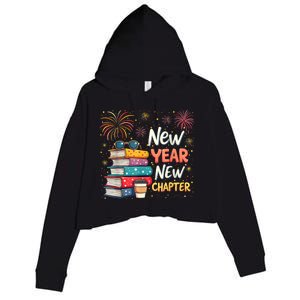 Book Lover New Year New Chapter Happy New Year 2025 Crop Fleece Hoodie