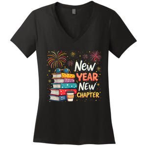 Book Lover New Year New Chapter Happy New Year 2025 Women's V-Neck T-Shirt