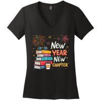 Book Lover New Year New Chapter Happy New Year 2025 Women's V-Neck T-Shirt