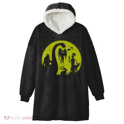 Bigfoot Loch Ness Monster And Mothman Ufos Chupacabra Alien Hooded Wearable Blanket