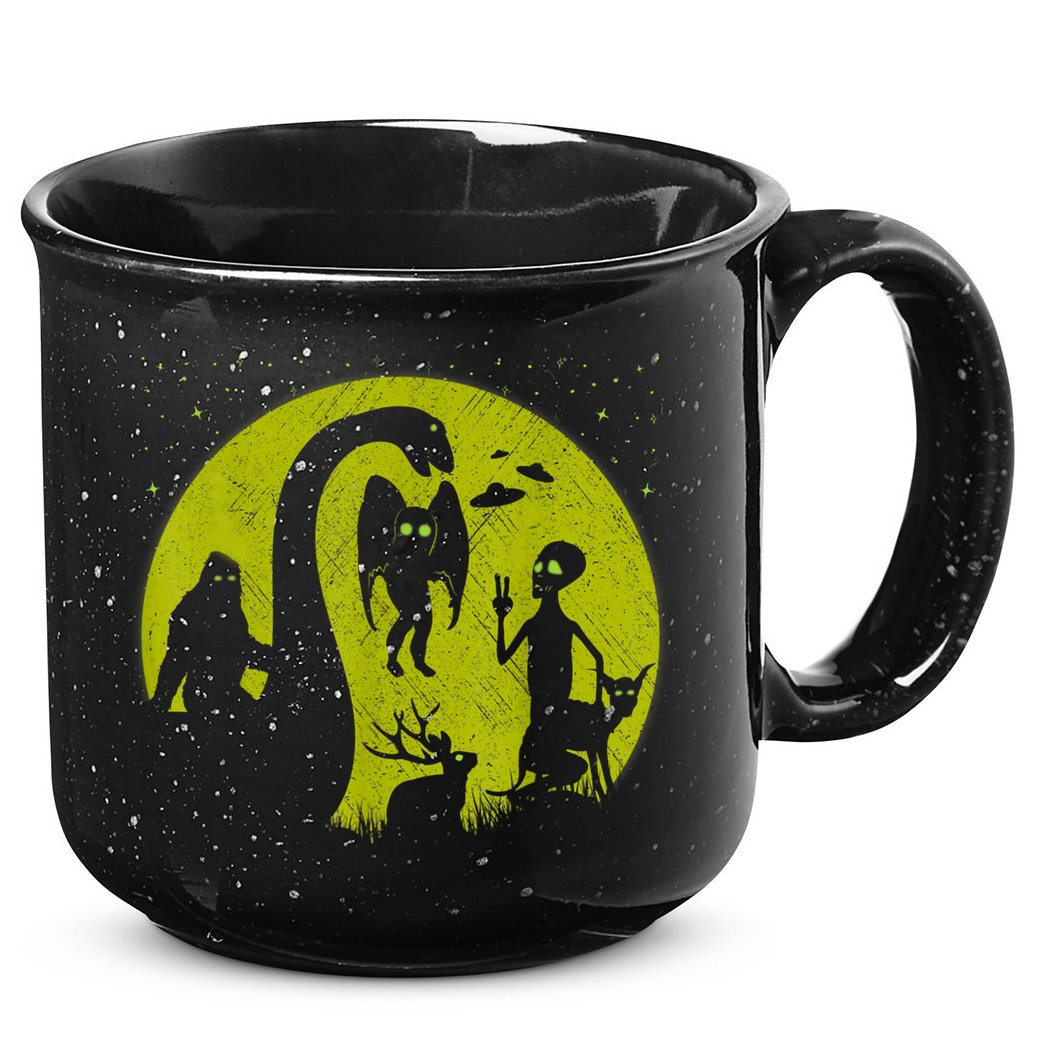 Bigfoot Loch Ness Monster And Mothman Ufos Chupacabra Alien 15oz Campfire Ceramic Mug