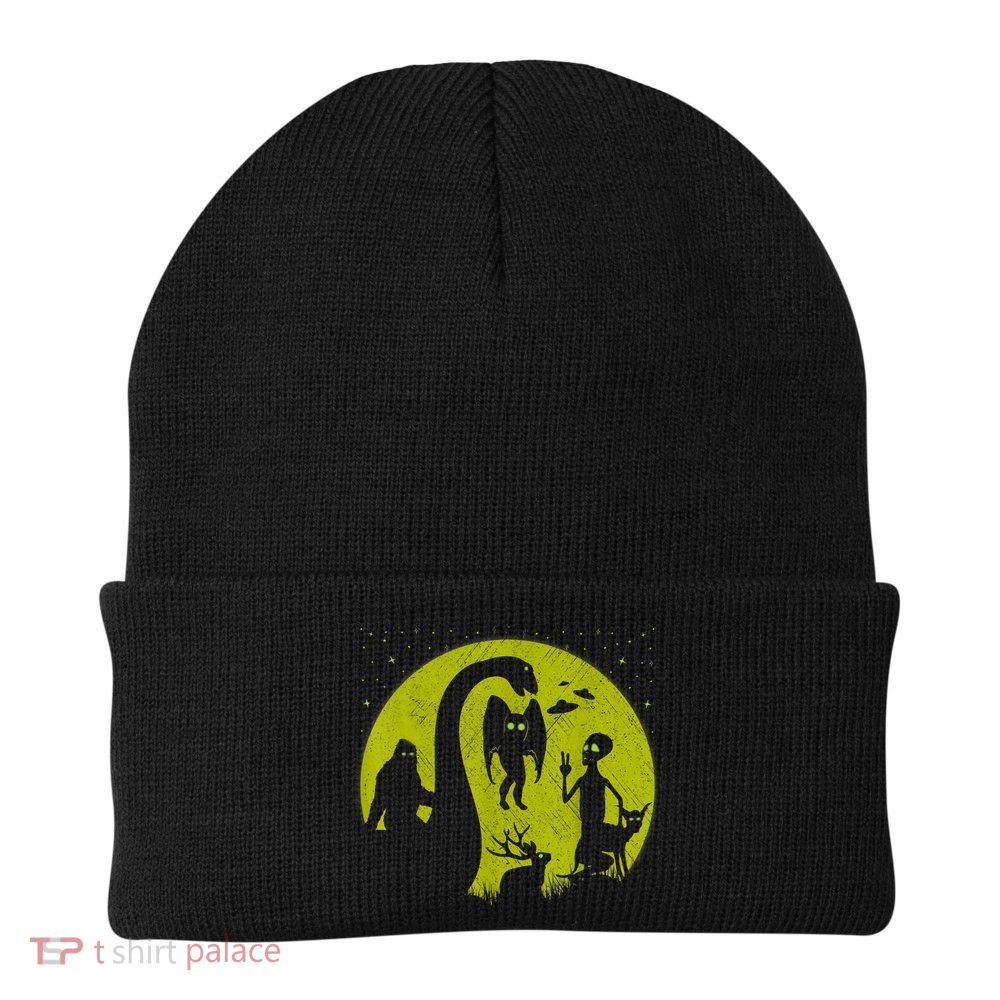 Bigfoot Loch Ness Monster And Mothman Ufos Chupacabra Alien Knit Cap Winter Beanie