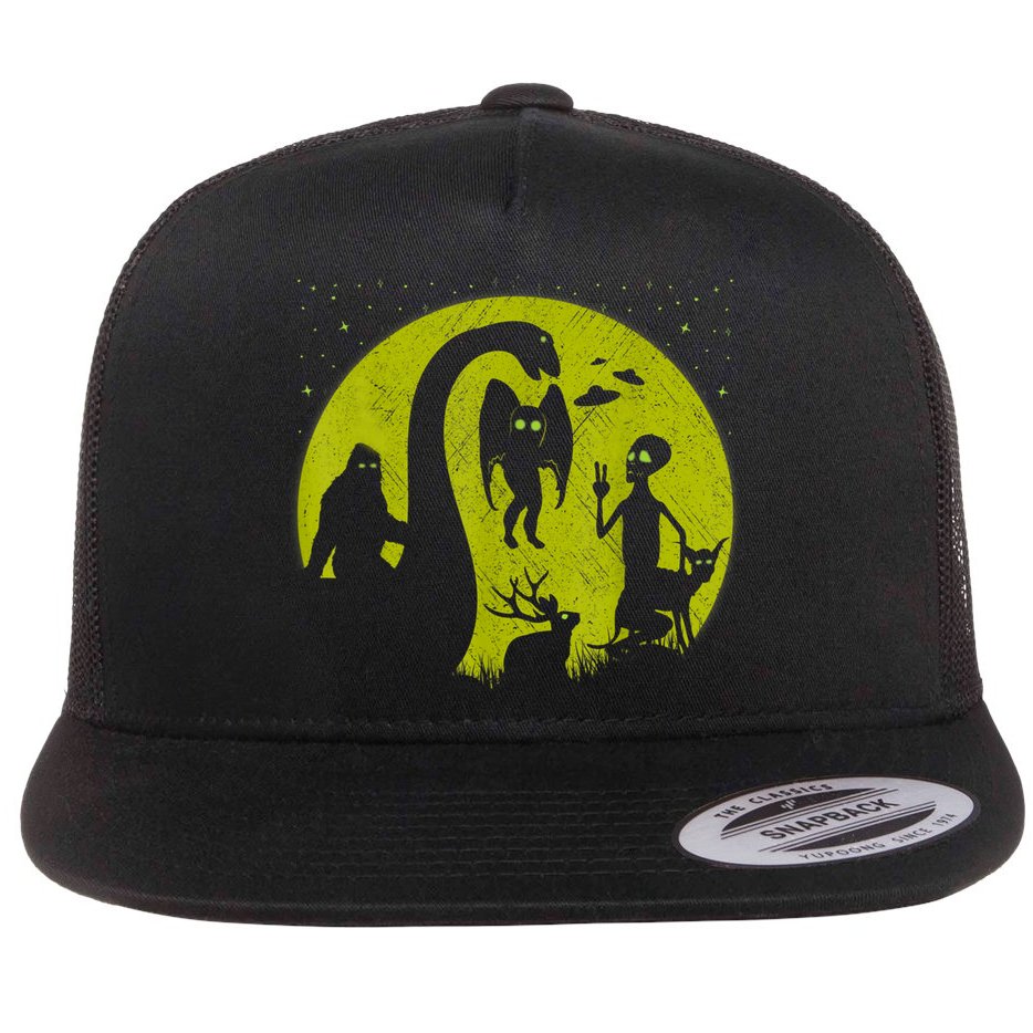 Bigfoot Loch Ness Monster And Mothman Ufos Chupacabra Alien Flat Bill Trucker Hat