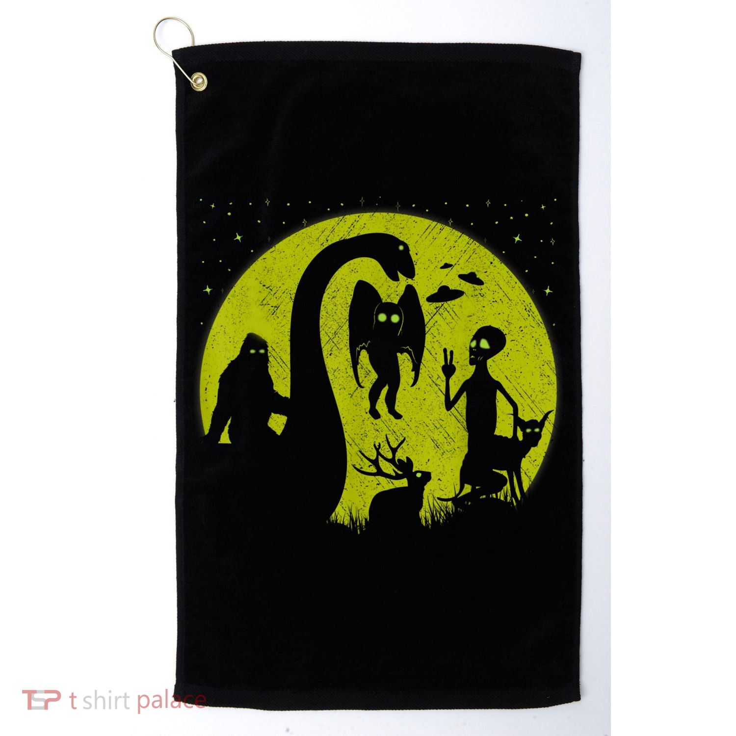 Bigfoot Loch Ness Monster And Mothman Ufos Chupacabra Alien Golf Towel