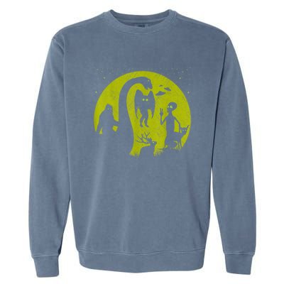 Bigfoot Loch Ness Monster And Mothman Ufos Chupacabra Alien Garment-Dyed Sweatshirt