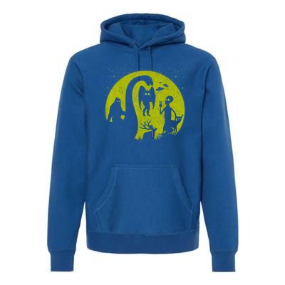 Bigfoot Loch Ness Monster And Mothman Ufos Chupacabra Alien Premium Hoodie