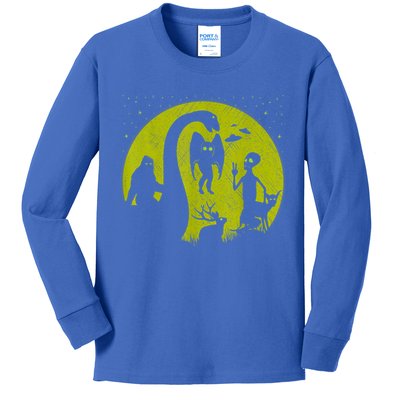 Bigfoot Loch Ness Monster And Mothman Ufos Chupacabra Alien Kids Long Sleeve Shirt