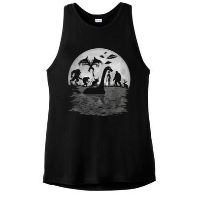 Bigfoot Loch Ness Monster Mothman And Aliens Funny Cryptid Ladies PosiCharge Tri-Blend Wicking Tank