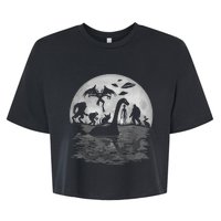 Bigfoot Loch Ness Monster Mothman And Aliens Funny Cryptid Bella+Canvas Jersey Crop Tee